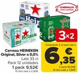 Oferta de Cerveza HEINEKEN Original, Silver o 0,0%  por 9,52€ en Carrefour
