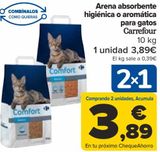 Oferta de Arena absorbente hgiénica o aromática para gatos Carrefour 10kg por 3,89€ en Carrefour