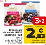 Oferta de Grageas de chocolate LINDT Sensation Fruit  por 4,25€ en Carrefour
