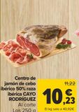 Oferta de Centro de jamón de cebo ibérico 50% raza ibérica CAYO RODRÍGUEZ por 10,23€ en Carrefour