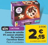Oferta de Conos de vainilla 0% azúcar añadido No lactosa! Carrefour extra  por 2,15€ en Carrefour