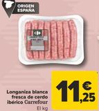 Oferta de Longaniza blanca fresca de cerdo ibérico Carrefour  por 11,25€ en Carrefour