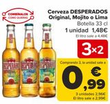 Oferta de Cerveza DESPERADOS Original, Mojitos o Lima  por 1,48€ en Carrefour