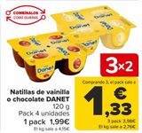 Oferta de Natillas de vainilla o chocolate DANET   por 1,99€ en Carrefour