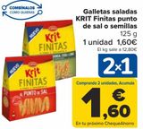 Oferta de Galletas saladas KRIT Finitas punto de sal o semillas  por 1,6€ en Carrefour