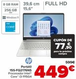 Oferta de Portátil HP 15S-FQ2176NS por 449€ en Carrefour