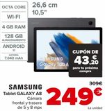 Oferta de SAMSUNG Tablet GALAXY A8 por 249€ en Carrefour