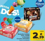 Oferta de Redondos helados fresa, vainilla o chocolate Carrefour Sensaion por 2,39€ en Carrefour