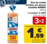 Oferta de Pan de molde familiar sin azúcar añadido BIMBO  por 2,39€ en Carrefour