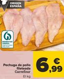 Oferta de Pechuga de pollo fileteada Carrefour por 6,99€ en Carrefour
