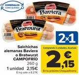 Oferta de Salchichas alemanas Baviera o Bratwurst CAMPOFRÍO por 2,15€ en Carrefour