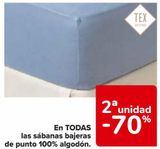Oferta de EN TODAS las sábanas bajeras de puento 100% algodón en Carrefour