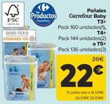 Oferta de Pañales Carrefour Baby T3+, T4+ o T5+  por 22€ en Carrefour