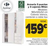 Oferta de Armario 3 puertas y 3 cajones Milán por 159€ en Carrefour