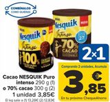 Oferta de Cacao NESQUIK Puro intenso o 70% cacao  por 3,85€ en Carrefour