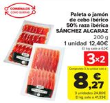 Oferta de Paleta o jamón de cebo ibérico 50% raza ibérica SÁNCHEZ ALCARAZ por 12,4€ en Carrefour
