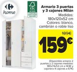 Oferta de Armario 3 puertas y 3 cajones Milán por 159€ en Carrefour