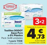 Oferta de Toallitas DODOT Aqua Pure o 0% Plástico  por 7,1€ en Carrefour