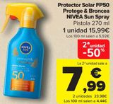 Oferta de Protector Solar FP50 Protege & Broncea NIVEA Sun Spray  por 15,99€ en Carrefour