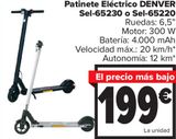 Oferta de Patinete eléctrico DENVER Sel-65230 o Sel-65220 por 199€ en Carrefour