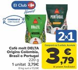Oferta de Café molido DELTA Origins Colombia, Brazil o Portugal  por 3,79€ en Carrefour