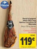 Oferta de Jamón de cebo ibérico 50% raza ibérica Carrefour El Mercado por 119€ en Carrefour