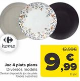 Oferta de Set 4 platos llanos  por 9,99€ en Carrefour