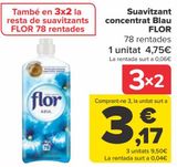 Oferta de Suavizante concentrado Azul FLOR por 4,75€ en Carrefour
