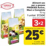 Oferta de Alimento seco para perros FRISKIES Active, Maxi o Complete 15kg por 37,5€ en Carrefour