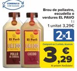 Oferta de Caldo de pollo, cocido o verduras EL PAVO  por 3,29€ en Carrefour