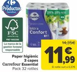 Oferta de Papel higiénico 3 capas Carrefour Essential  por 11,99€ en Carrefour