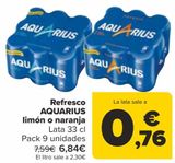 Oferta de Refresco AQUARIUS Limón o naranja  por 6,84€ en Carrefour