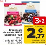 Oferta de Grageas de chocolate LINDT Sensation Fruit  por 4,15€ en Carrefour
