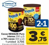 Oferta de Cacao NESQUIK Puro intenso o 70% cacao  por 3,75€ en Carrefour
