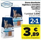 Oferta de Arena absorbente higiénica o aromática para gatos Carrefour por 3,89€ en Carrefour