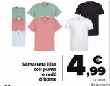 Oferta de Camiseta lisa cuellop pico o redondo hombre por 4,99€ en Carrefour