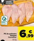 Oferta de Pechuga de pollo fileteada Carrefour por 6,99€ en Carrefour