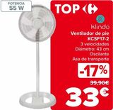 Oferta de Klindo Ventilador de pie KCSF17-2  por 33€ en Carrefour