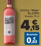Oferta de D.O.Ca. ''Rioja'' EL COTO Rosado  por 4,15€ en Carrefour