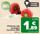 Oferta de Pimiento rojo ecológico Carrefour BIO  por 1,89€ en Carrefour