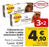 Oferta de Calamares en su tinta o salsa americana ALBO  por 6,15€ en Carrefour