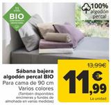 Oferta de Sábana bajera algodón percal BIO por 11,99€ en Carrefour