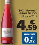 Oferta de D.O. ''Navarra'' GRAN FEUDO Rosado  por 4,59€ en Carrefour