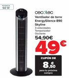 Oferta de Cecotec Ventilador de torre EnergySilence 890 Skyline por 49€ en Carrefour