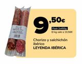 Oferta de Chorizo y salchichón ibérico LEYENDA IBÉRICA, 2x450g por 9,5€ en Supeco
