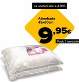 Oferta de Almohada 45x60cm, pack 2 unidades por 9,95€ en Supeco