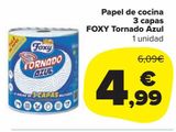Oferta de Papel de cocina 3 copas Foxy Tornado Azul por 4,99€ en Carrefour Market