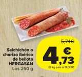 Oferta de Salchichón o chorizo ibérico de bellota Hergasan por 4,73€ en Carrefour Market