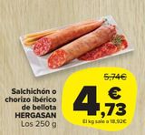 Oferta de Salchichón o chorizo ibérico de bellota Hergasan  por 4,73€ en Carrefour Market