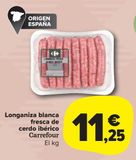 Oferta de Longaniza blanca fresca de cerdo ibérico Carrefour por 11,25€ en Carrefour Market